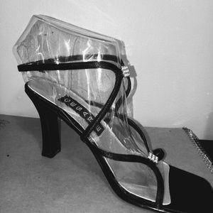 Black Material Embellished Heels, size 6
